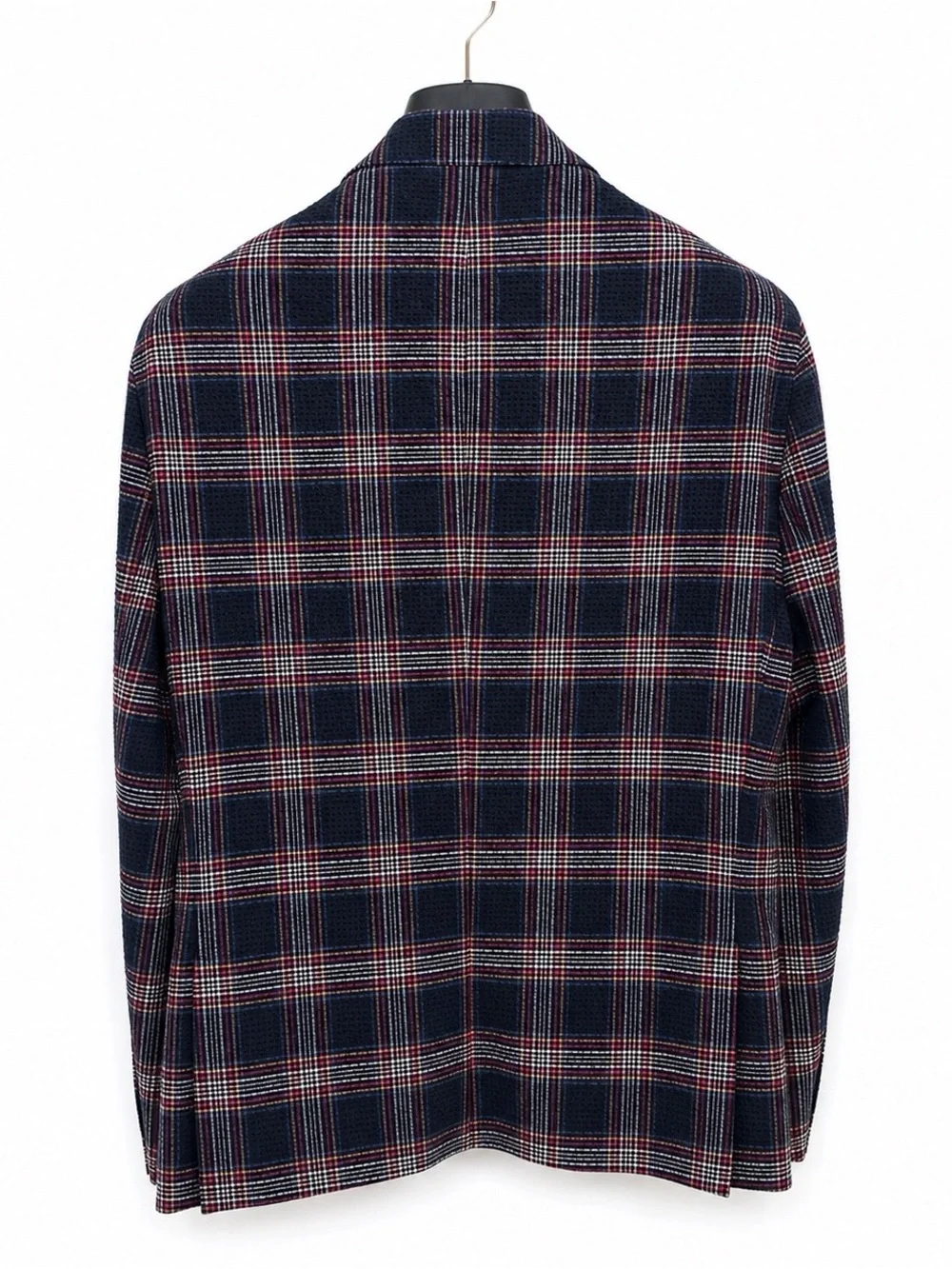 Etro Navy Plaid Sport Coat with Red and White Windowpane